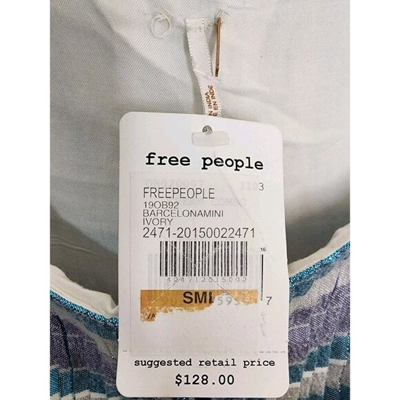 Free People Barcelona Plaid Mini Dress Women Sz Small Metallic Shimmer Ivory - Picture 4 of 7